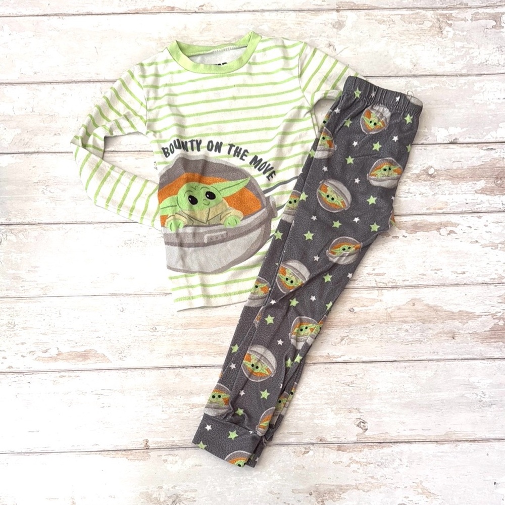 Boys Size 6 Star Wars Pajama Sets Kids Pjs Baby Yoda Green Gray Long Sleeves